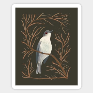 Painted bird on winter tree Magnet